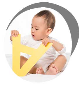 Baby with letter A